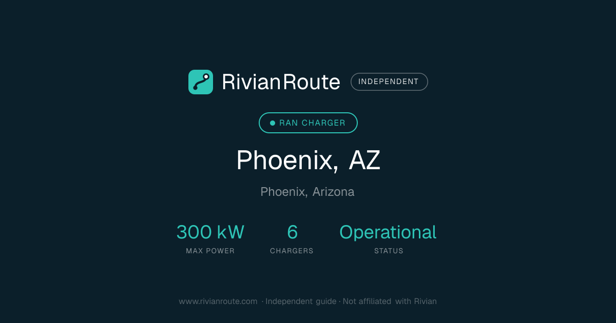 Phoenix, AZ - Rivian RAN Charger in Phoenix, Arizona | RivianRoute